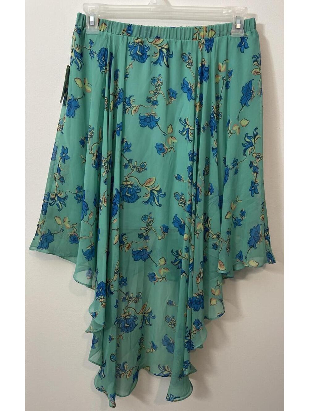 Metaphor Womens Large Green Floral High-Low Elastic-Waist Lacy Skirt NWT! A335 - Picture 5 of 6